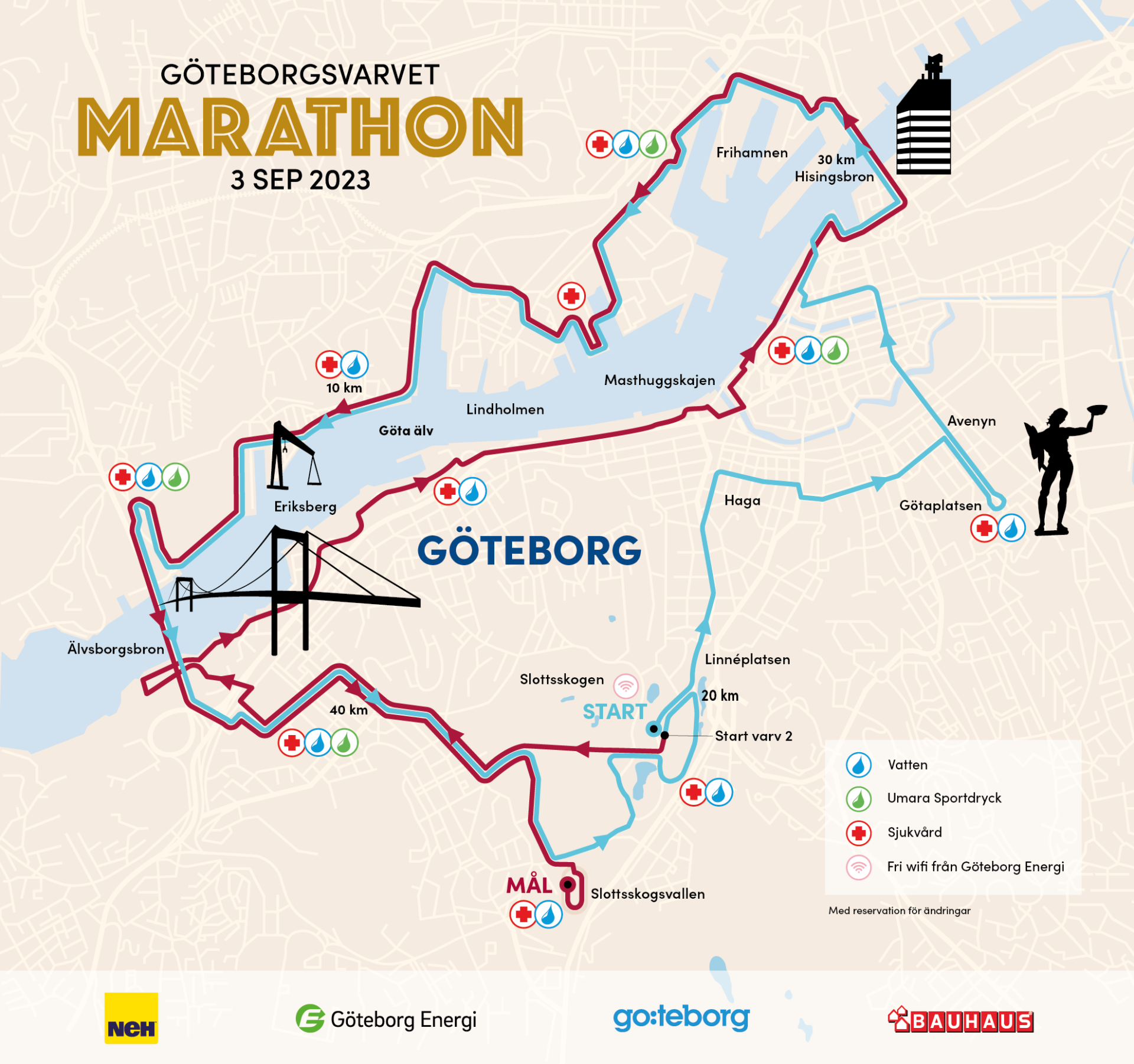 Karta över marathonloppet