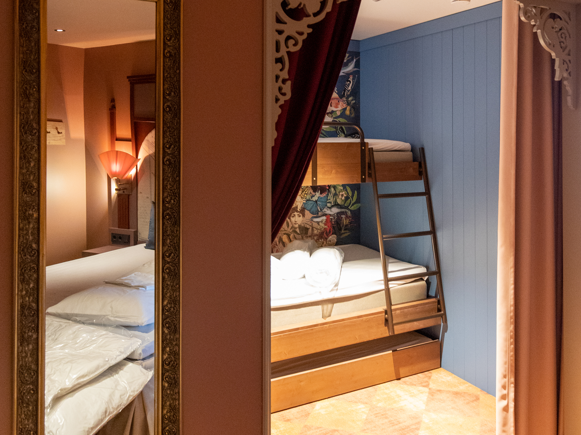 A bunk bed in a hotel room at the Liseberg Grand Curiosa in Gothenburg.